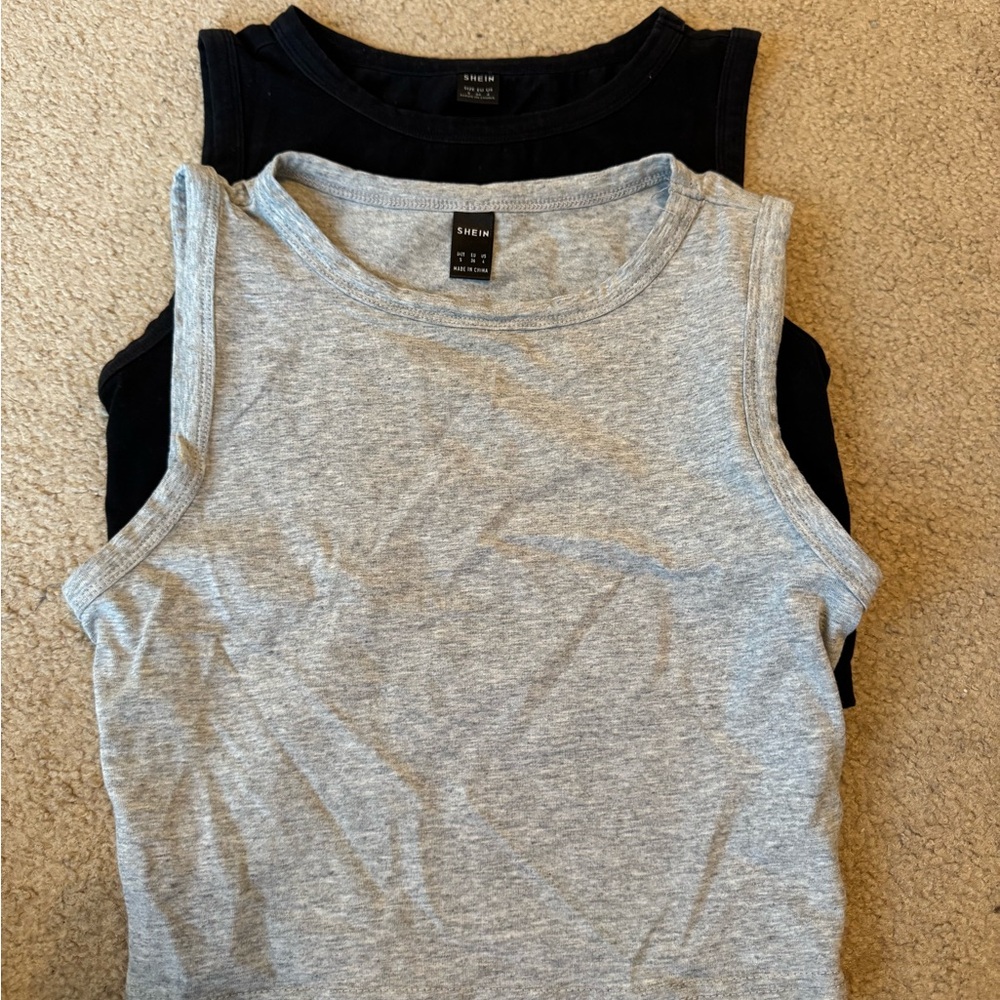 Gray and Black Tank Tops